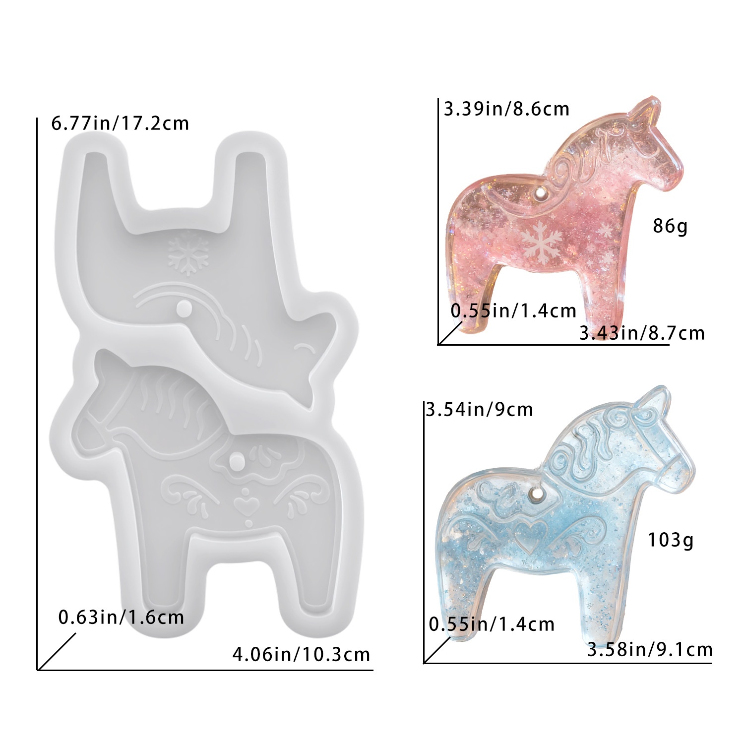 Resin Art Epoxy - Силиконовые формы Dala Horse для эпоксидной