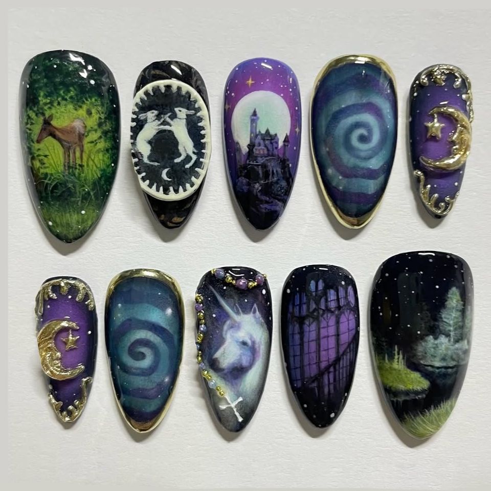 Resin Art Decor - 24 шт., накладные ногти в стиле