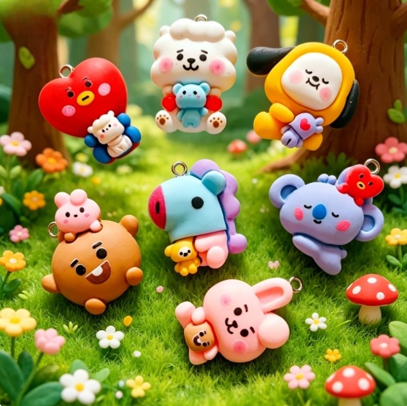 7 шт. смоляных мультяшных шарм – обзор и цена Resin Art Love